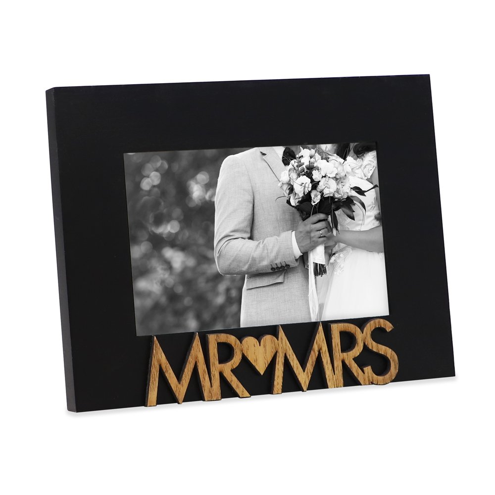 A nt i que☆love油彩画 1956年作 サイン在 木枠ガラス無 Isaac Jacobs Wood Sentiments “Mr & Mrs” Picture Frame, Newlywed