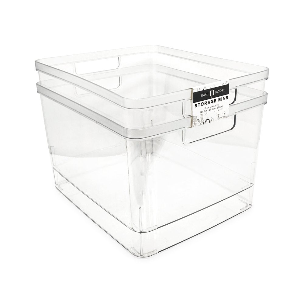 Isaac Jacobs Clear Storage Bins w/Cutout Handles, Plastic Organizer fo –  Isaac Jacobs International