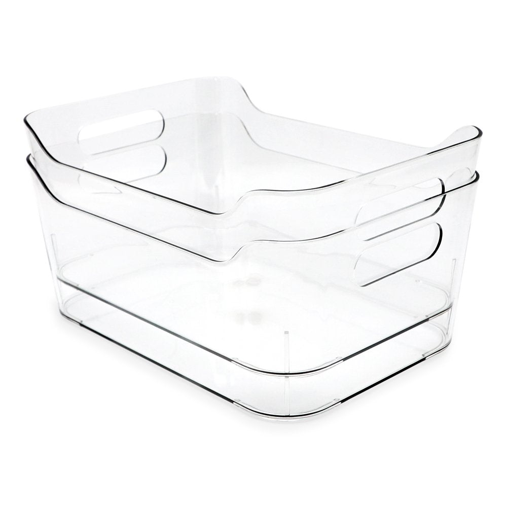 Isaac Jacobs Clear Storage Bins w/Cutout Handles, Plastic