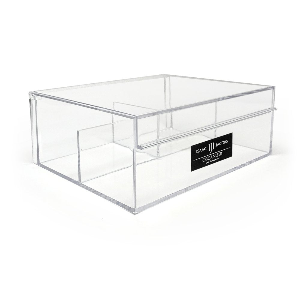 Isaac Jacobs 5-Compartment Clear Acrylic Organizer (10” L x 7” W x 4” H),  Makeup Brush Holder, Tall Slot, Multi-Sectional Tray, Storage Solution for
