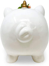 Isaac Jacobs Ceramic Pigicorn Money Bank, Cute Piggy Bank, Princess Unicorn Pig with Floral Wreath, Girls Room Decor, Kids Cartoon Animal Coin Bank, Fun Keepsake Gift for Children and Teens (White)