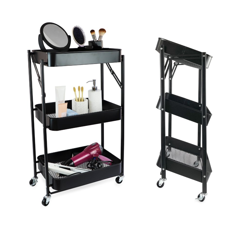 4-Tier Plastic Utility Rolling Cart with Wheels, Mobile Storage Shelves  Organizer, Snack Cart Organizer, Multi-Functional Storage Trolley for  Kitchen, Bathroom, Living Room, Office, Dorm, White