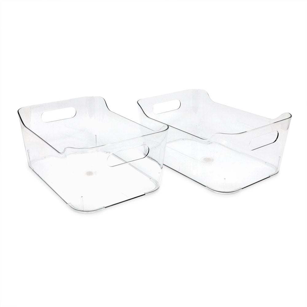 Isaac Jacobs Clear Storage Bins w/Handles, Plastic Box Set, Home