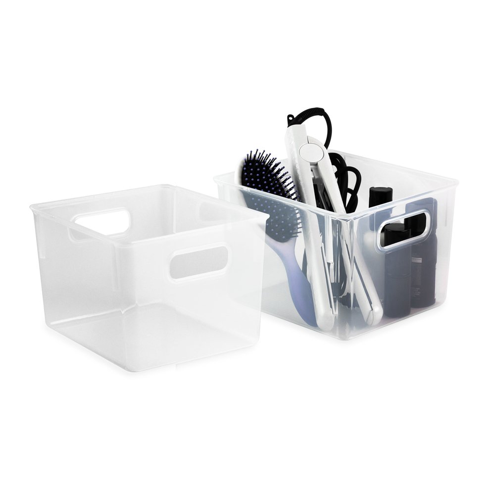 Isaac Jacobs 3-Pack Clear Storage Bins with Handles, Plastic