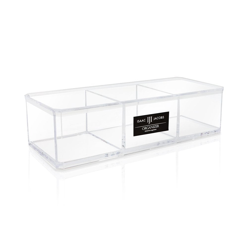 GN109 2 Pack 3 Section Drawer Organizer, Acrylic Makeup Drawer Tray Small  Clear Jewelry Storage Organizer, Adjustable Divided Desk Drawer Tray For  Kitchen, Bathroom, Office, 10 L X 4 W X 2