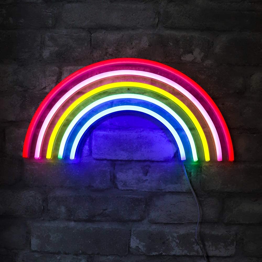 Isaac Jacobs 15” x 7.5” inch LED Neon 'Multi-Colored Rainbow' Wall