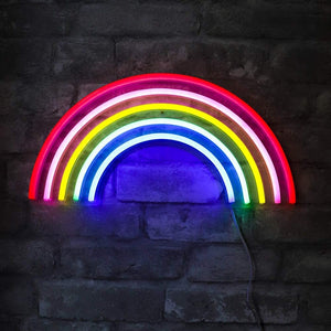 Isaac Jacobs 15” x 7.5” inch LED Neon ‘Multi-Colored Rainbow’ Wall Sign for Cool Light, Wall Art, Bedroom Decorations, Home Accessories, Party, and Holiday Décor: Powered by USB Wire (Rainbow)