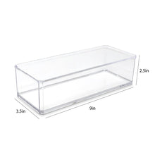 Isaac Jacobs Clear Acrylic Rectangular Stackable Storage Organizer, (9" L x 3.5" W x 2.5" H) Drawer Tray, Multi-Functional, Bathroom, Kitchen, Home, Office, Desk, Drawers