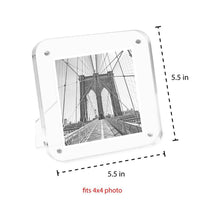 Isaac Jacobs Clear Plain Rounded Corner Acrylic Picture Frame, Magnetic Photo Frame, Made for Tabletop Display with Two-Way Easel_#color_clear_4x4