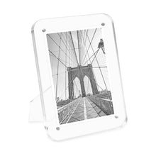 Isaac Jacobs Clear Plain Rounded Corner Acrylic Picture Frame, Magnetic Photo Frame, Made for Tabletop Display with Two-Way Easel_#color_clear_4x6