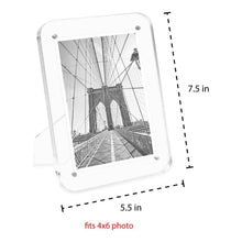 Isaac Jacobs Clear Plain Rounded Corner Acrylic Picture Frame, Magnetic Photo Frame, Made for Tabletop Display with Two-Way Easel_#color_clear_4x6