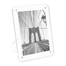 Isaac Jacobs Clear Plain Rounded Corner Acrylic Picture Frame, Magnetic Photo Frame, Made for Tabletop Display with Two-Way Easel_#color_clear_5x7