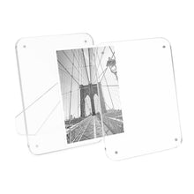 Isaac Jacobs Clear Plain Rounded Corner Acrylic Picture Frame, Magnetic Photo Frame, Made for Tabletop Display with Two-Way Easel_#color_clear_5x7