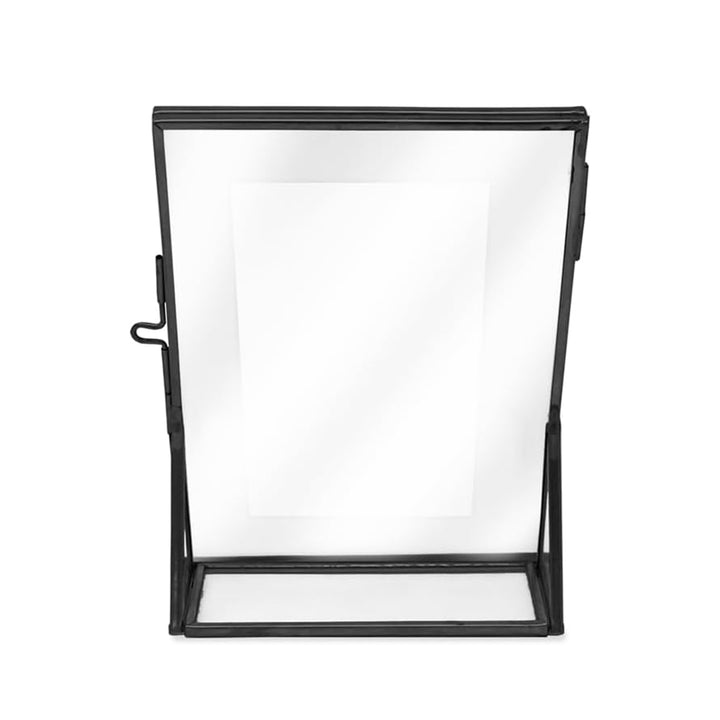 Isaac Jacobs Antique Gold, Vintage Style Brass and Glass, Floating Photo Frame, Metal, with Locket Closure and Angled Base, for Pictures, Art, Mementos, Keepsakes, 2 Pack