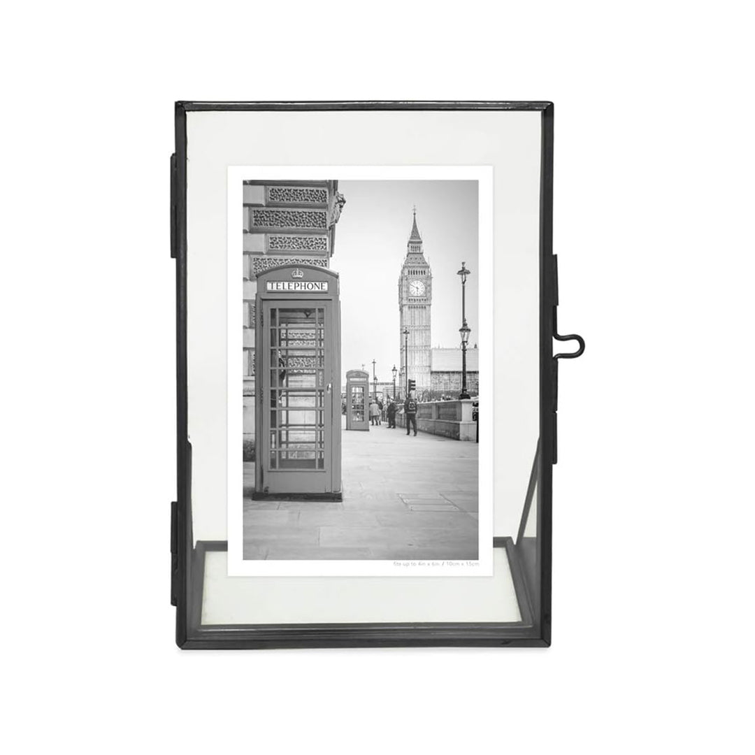 Isaac Jacobs Antique Gold, Vintage Style Brass and Glass, Floating Photo Frame, Metal, with Locket Closure and Angled Base, for Pictures, Art, Mementos, Keepsakes, 2 Pack