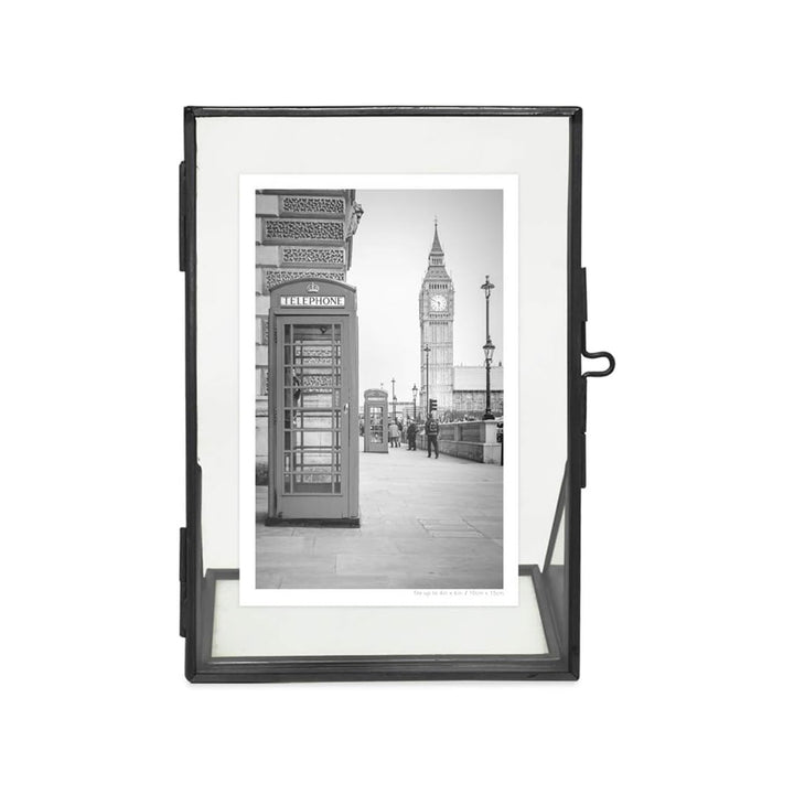 Isaac Jacobs Antique Gold, Vintage Style Brass and Glass, Floating Photo Frame, Metal, with Locket Closure and Angled Base, for Pictures, Art, Mementos, Keepsakes, 2 Pack