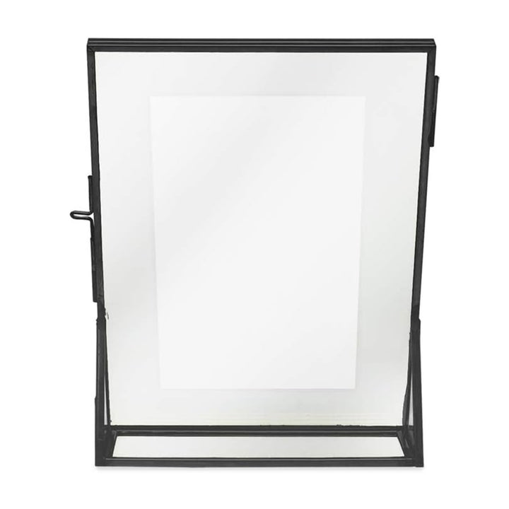 Isaac Jacobs Antique Gold, Vintage Style Brass and Glass, Floating Photo Frame, Metal, with Locket Closure and Angled Base, for Pictures, Art, Mementos, Keepsakes, 2 Pack