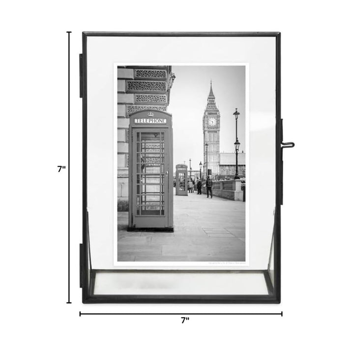 Isaac Jacobs Antique Gold, Vintage Style Brass and Glass, Floating Photo Frame, Metal, with Locket Closure and Angled Base, for Pictures, Art, Mementos, Keepsakes, 2 Pack