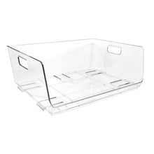 Isaac Jacobs 2-Piece Stackable Clear Storage Bins w/Open Front, Versatile Use, Set of 2, Desk, Office, Bathroom, Bedroom, Closet_#model_X-Large_Wide (16" x 12" x 6.1")