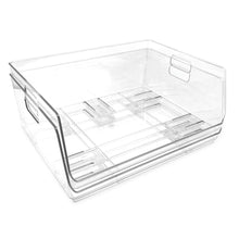 Isaac Jacobs 2-Piece Stackable Clear Storage Bins w/Open Front, Versatile Use, Set of 2, Desk, Office, Bathroom, Bedroom, Closet_#model_X-Large_Wide (16" x 12" x 6.1")
