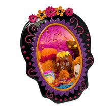 Isaac Jacobs 4X6 Sugar Skull Picture Frame For Photo Tabletop & Wall Display Hanging Display & Home Décor_#color_Black with Fuchsia