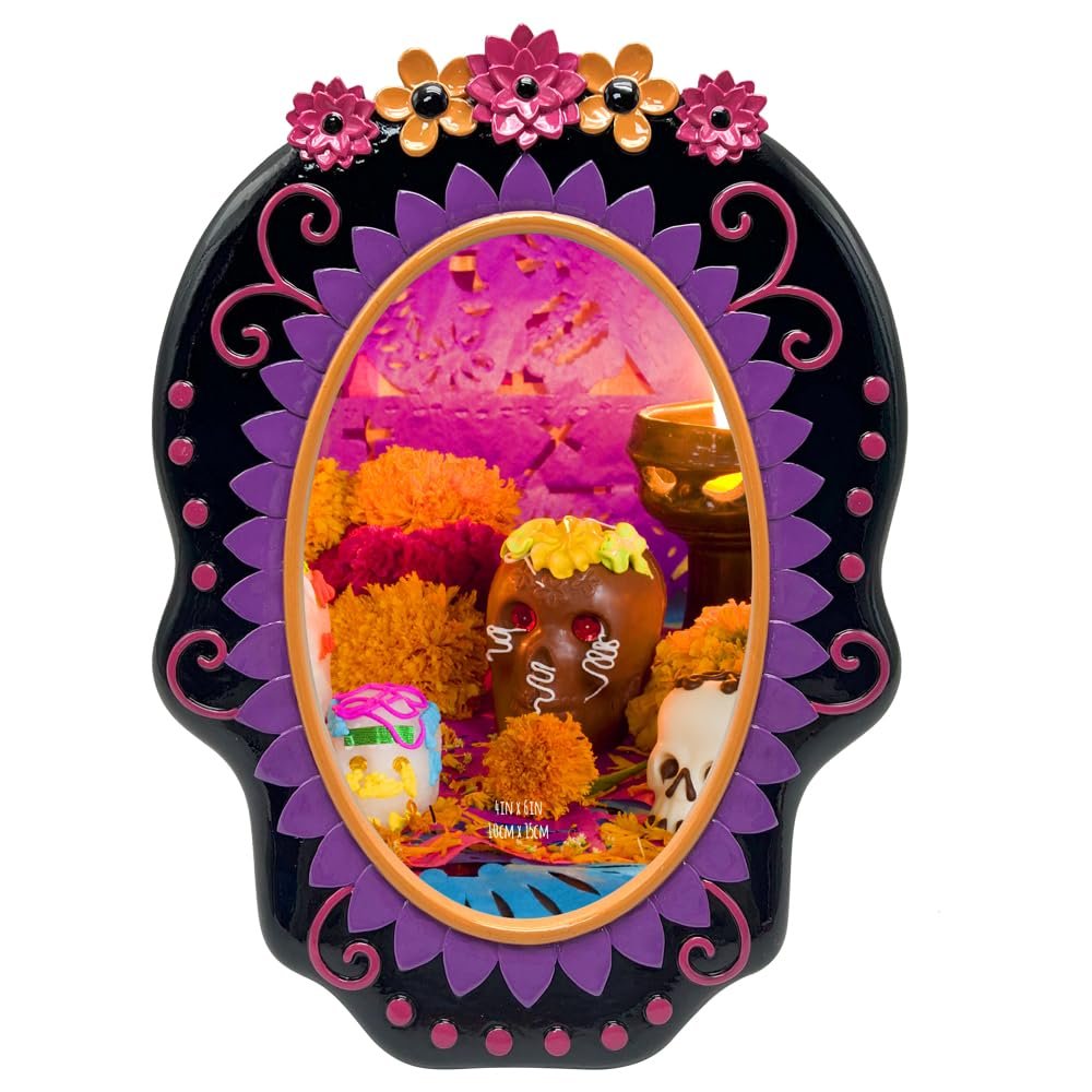 Isaac Jacobs 4X6 Sugar Skull Picture Frame For Photo Tabletop &amp; Wall Display Hanging Display &amp; Home Décor_