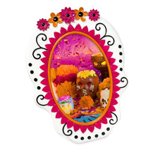 Isaac Jacobs 4X6 Sugar Skull Picture Frame For Photo Tabletop & Wall Display Hanging Display & Home Décor_#color_White with Fuchsia