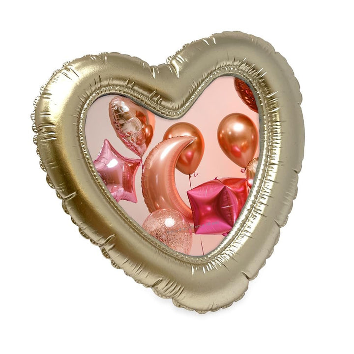 Isaac Jacobs 4x4 Balloon Heart-shaped Picture Frame with Easel &amp; Hook for Tabletop &amp; Wall Display, Decorative Art Design, Home Décor, Gallery Wall, Bookshelf, Desktop Display