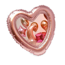 Isaac Jacobs 4x4 Balloon Heart-shaped Picture Frame with Easel & Hook for Tabletop & Wall Display, Decorative Art Design, Home Décor, Gallery Wall, Bookshelf, Desktop Display#color_rose_gold