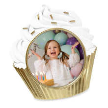 Isaac Jacobs 4x4 Cupcake Frame with Easel for Tabletop Display, Decorative Art Design, Home Décor_#color_White/Champagne