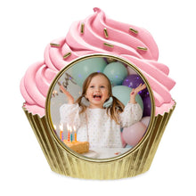 Isaac Jacobs 4x4 Cupcake Frame with Easel for Tabletop Display, Decorative Art Design, Home Décor_#color_
Bubblegum/Champagne