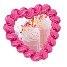 Isaac Jacobs 4x4 Glossy Frosting Heart-shaped Picture Frame with Easel & Hook for Tabletop & Wall Display, Decorative Art Design, Home Décor, Gallery Wall, Desktop Display_#color_dark_pink