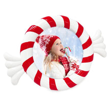 Isaac Jacobs 4x4 Peppermint Round Picture Frame - Resin, Holiday-Inspired Décor for Tabletop or Wall Display, Holiday Gift, Home Décor_#color_Red/White_4x4