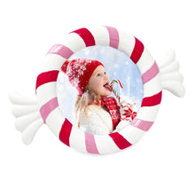Isaac Jacobs 4x4 Peppermint Round Picture Frame - Resin, Holiday-Inspired Décor for Tabletop or Wall Display, Holiday Gift, Home Décor_#color_Pink/Red/White_4x4