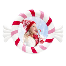 Isaac Jacobs 4x4 Peppermint Round Picture Frame - Resin, Holiday-Inspired Décor for Tabletop or Wall Display, Holiday Gift, Home Décor_#color_Pink/Red/White_4x4