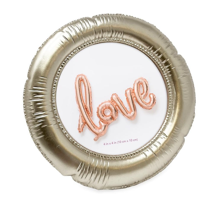 Isaac Jacobs 4x4 Round Balloon Picture Frame with Easel &amp; Hook for Tabletop &amp; Wall Display, Decorative Art Design, Home Décor, GalleryWall, Bookshelf, Desktop Display_