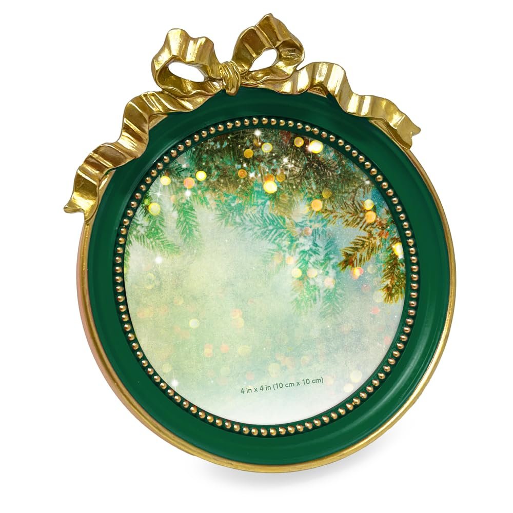 Isaac Jacobs 4x4 Round Picture Frame with Ribbon Bow, Elegant Tabletop or Wall Display, Holiday Gift, Home Décor_
