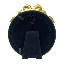 Isaac Jacobs 4x4 Round Picture Frame with Ribbon Bow, Elegant Tabletop or Wall Display, Holiday Gift, Home Décor_#color_green_with_Gold_4x4