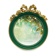 Isaac Jacobs 4x4 Round Picture Frame with Ribbon Bow, Elegant Tabletop or Wall Display, Holiday Gift, Home Décor_#color_green_with_Gold_4x4