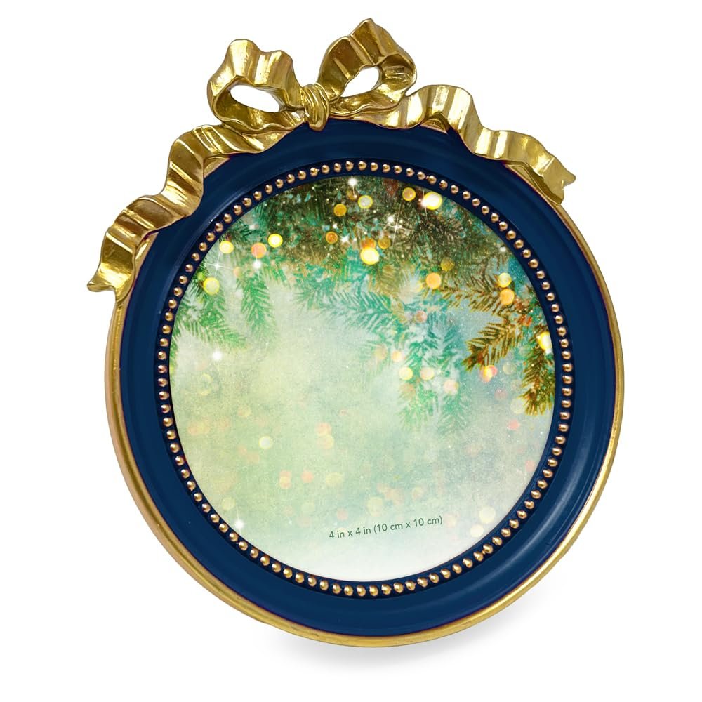 Isaac Jacobs 4x4 Round Picture Frame with Ribbon Bow, Elegant Tabletop or Wall Display, Holiday Gift, Home Décor_