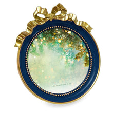 Isaac Jacobs 4x4 Round Picture Frame with Ribbon Bow, Elegant Tabletop or Wall Display, Holiday Gift, Home Décor_#color_navy_with_Gold_4x4