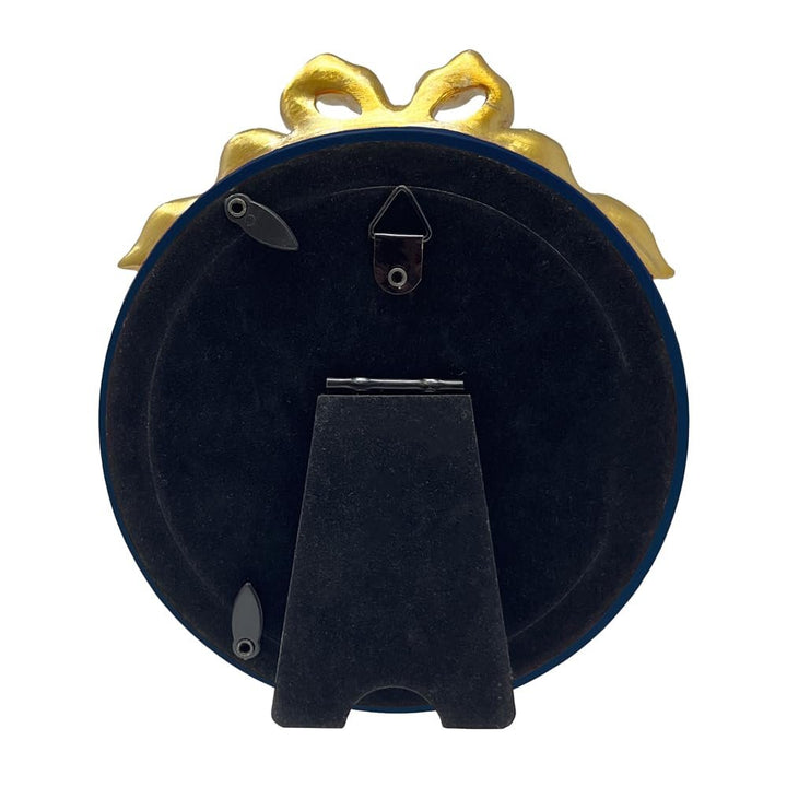 Isaac Jacobs 4x4 Round Picture Frame with Ribbon Bow, Elegant Tabletop or Wall Display, Holiday Gift, Home Décor_