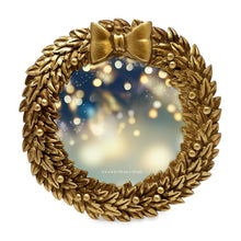 Isaac Jacobs 4x4 Wreath Holiday Picture Frame, Festive Photo Gift for Loved Ones, Tabletop or Wall Display, Elegant Home Decor_#color_gold_4x4