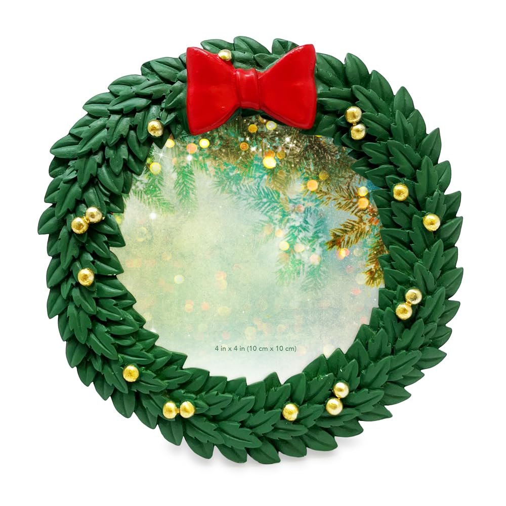 Isaac Jacobs 4x4 Wreath Holiday Picture Frame, Festive Photo Gift for Loved Ones, Tabletop or Wall Display, Elegant Home Decor_