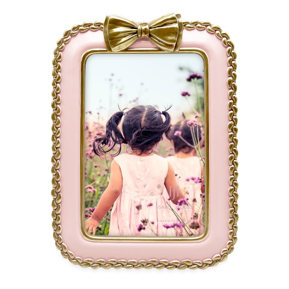 Isaac Jacobs 4x6 Braided Bow Frame for Tabletop and Wall Display, Decorative Design, Tables, Bookshelves, Desks, Home Décor, Photo Gallery, Art