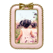 Isaac Jacobs 4x6 Braided Bow Frame for Tabletop and Wall Display, Decorative Design, Tables, Bookshelves, Desks, Home Décor, Photo Gallery, Art#color_Blush with Gold