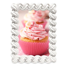Isaac Jacobs 4x6 Glossy Frosting Rectangle Picture Frame with Easel & Hook for Tabletop & Wall Display, Decorative Art Design, Home Décor, Gallery Wall, Bookshelf, Desktop Display#color_white