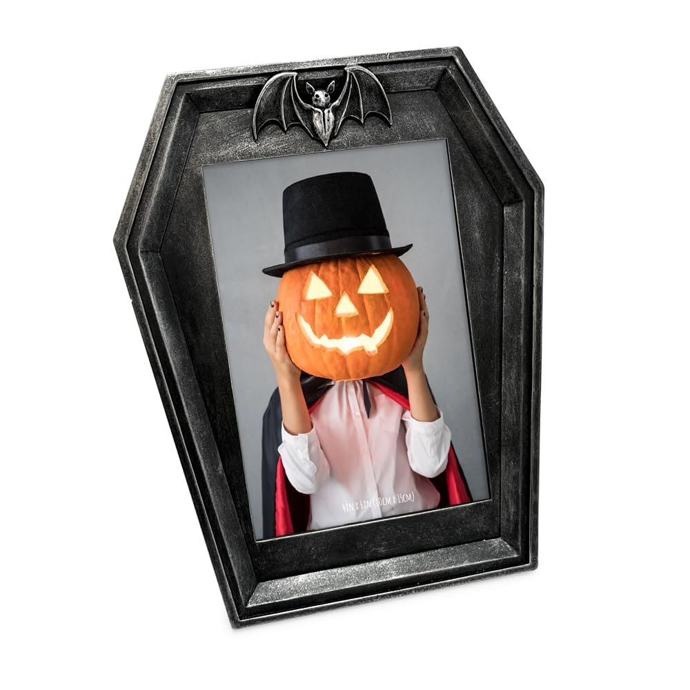 Isaac Jacobs 4x6 Vampire Coffin-Shaped Picture Frame For Photo Tabletop &amp; Wall Display Hanging Display &amp; Home Décor_