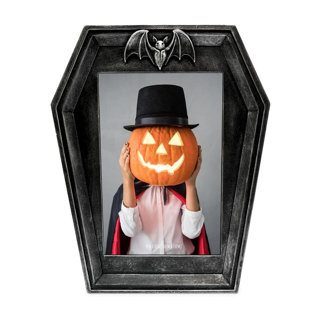 Isaac Jacobs 4x6 Vampire Coffin-Shaped Picture Frame For Photo Tabletop &amp; Wall Display Hanging Display &amp; Home Décor_