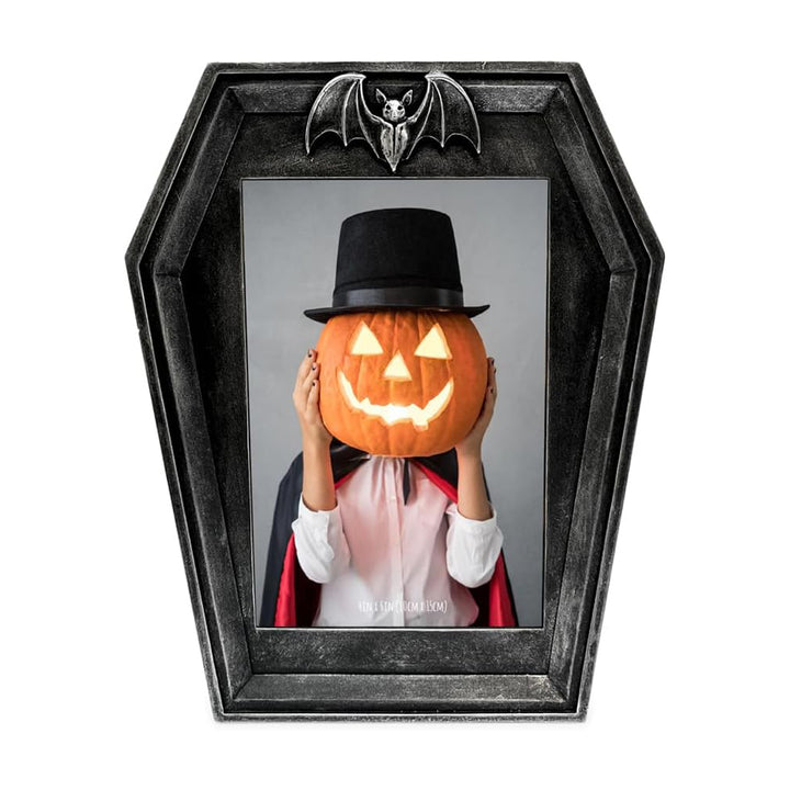 Isaac Jacobs 4x6 Vampire Coffin-Shaped Picture Frame For Photo Tabletop &amp; Wall Display Hanging Display &amp; Home Décor_
